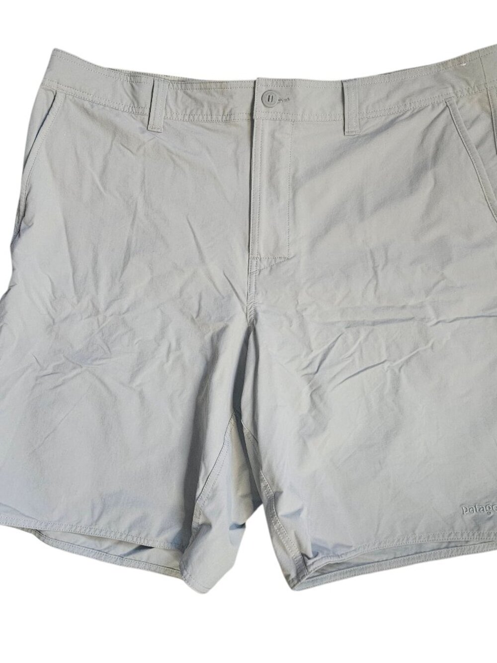 Patagonia Worn Wear Lightweight Shorts Men’s 40 Nylon Beige UPF 50+ Fish Outdoor